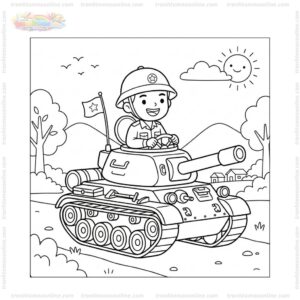 Tranh tô màu chú bộ đội lái xe tăng Tranh tô màu chú bộ đội lái xe tăng