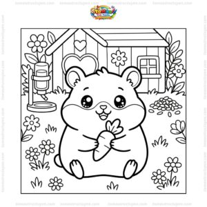 Tranh tô màu chuột hamster chibi