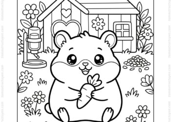 Tranh tô màu chuột hamster chibi