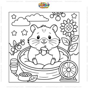 Tranh tô màu chuột hamster cute