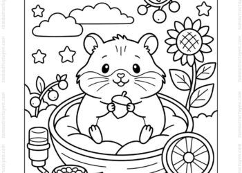 Tranh tô màu chuột hamster cute