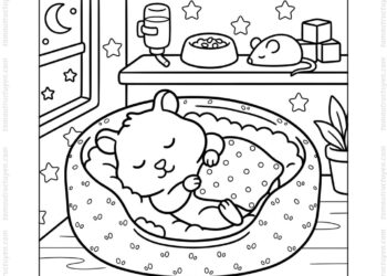 Tranh tô màu chuột hamster ngủ