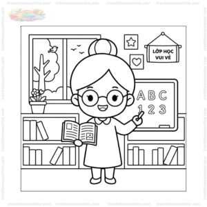 Tranh tô màu cô giáo chibi Tranh tô màu cô giáo chibi