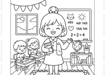 Tranh tô màu cô giáo cute