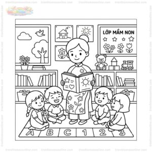 Tranh tô màu cô giáo mầm non Tranh tô màu cô giáo mầm non