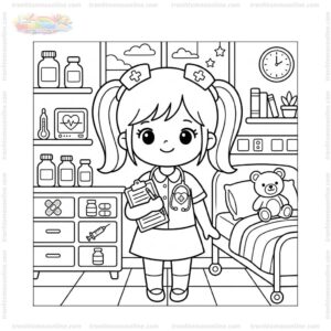 Tranh tô màu cô y tá chibi Tranh tô màu cô y tá chibi