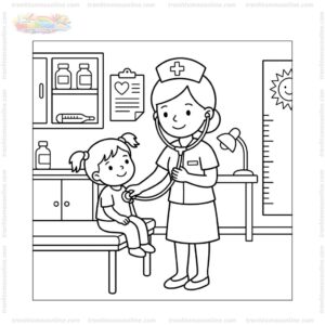 Tranh tô màu cô y tá khám bệnh Tranh tô màu cô y tá khám bệnh