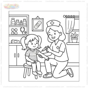 Tranh tô màu cô y tá tiêm thuốc Tranh tô màu cô y tá tiêm thuốc
