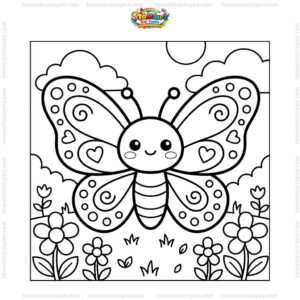 Tranh tô màu con bướm chibi