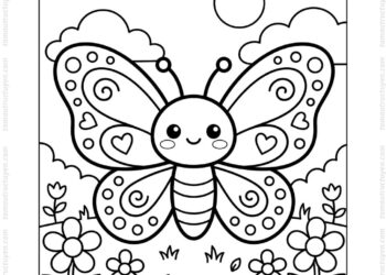 Tranh tô màu con bướm chibi