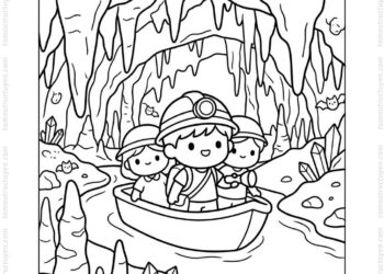 Tranh tô màu động Phong Nha chibi