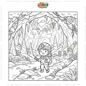 Tranh tô màu hang Sơn Đoòng chibi