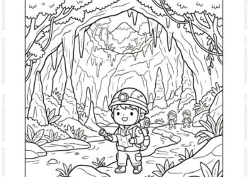 Tranh tô màu hang Sơn Đoòng chibi