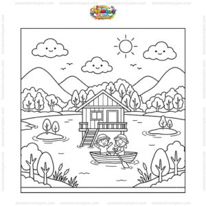 Tranh tô màu hồ Ba Bể cho bé