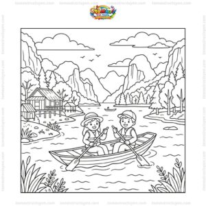 Tranh tô màu hồ Ba Bể đẹp