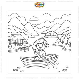 Tranh tô màu hồ Ba Bể đơn giản