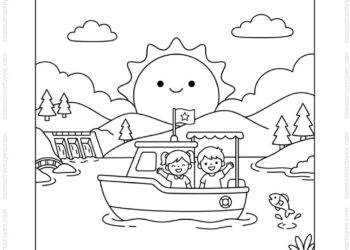 Tranh tô màu hồ Dầu Tiếng cute