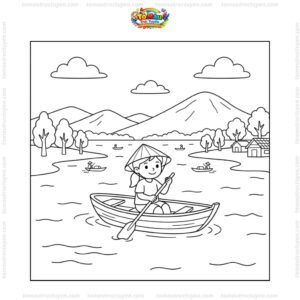 Tranh tô màu hồ Dầu Tiếng đơn giản