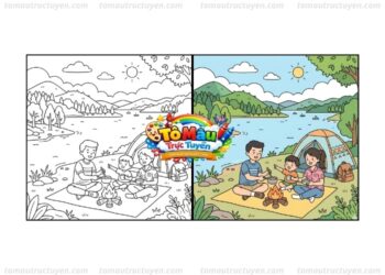 tranh tô màu hồ trị an