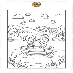 Tranh tô màu hồ Trị An cho bé