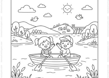 Tranh tô màu hồ Trị An cho bé