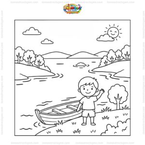 Tranh tô màu hồ Trị An đơn giản