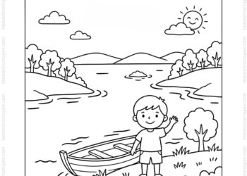Tranh tô màu hồ Trị An đơn giản