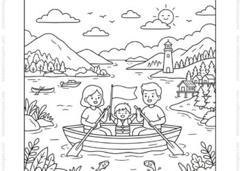 Tranh tô màu hồ Trị An du lịch