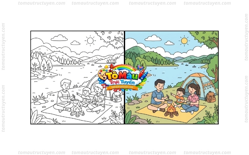 tranh tô màu hồ trị an