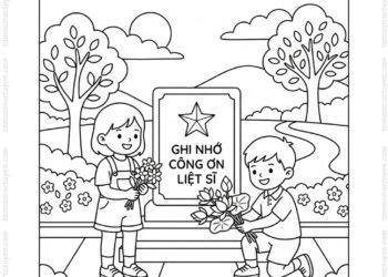Tranh tô màu hoa dâng liệt sĩ
