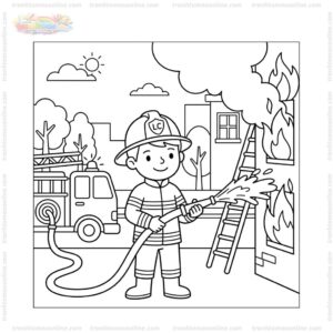 Tranh tô màu lính cứu hỏa chữa cháy Tranh tô màu lính cứu hỏa chữa cháy