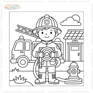 Tranh tô màu lính cứu hỏa đơn giản Tranh tô màu lính cứu hỏa đơn giản
