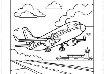 Tranh tô màu máy bay Boeing 737 cất cánh