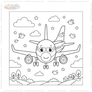 Tranh tô màu máy bay Boeing 737 cute