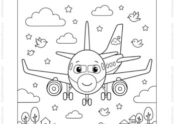 Tranh tô màu máy bay Boeing 737 cute