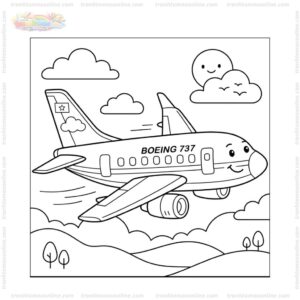 Tranh tô màu máy bay Boeing 737 hoạt hình