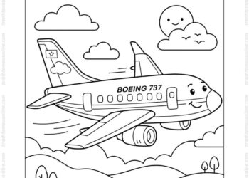 Tranh tô màu máy bay Boeing 737 hoạt hình