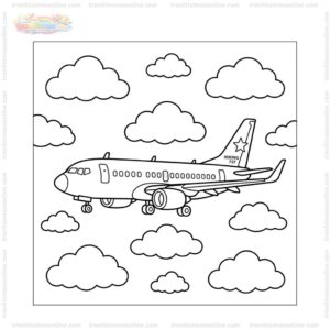 Tranh tô màu máy bay Boeing 737 và mây