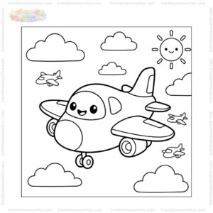 Tranh tô màu máy bay phản lực chibi
