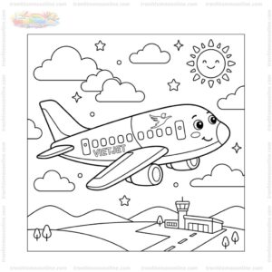 Tranh tô màu máy bay Vietjet dễ thương Tranh tô màu máy bay Vietjet dễ thương