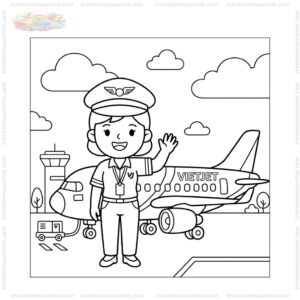 Tranh tô màu máy bay Vietjet và phi công
