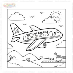 Tranh tô màu máy bay Vietnam Airlines cho bé
