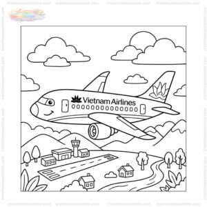 Tranh tô màu máy bay Vietnam Airlines hoạt hình