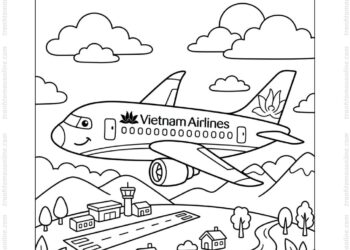 Tranh tô màu máy bay Vietnam Airlines hoạt hình