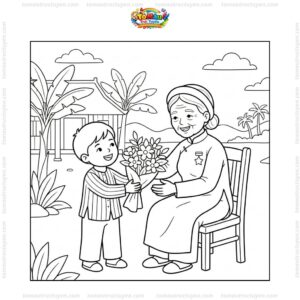 Tranh tô màu mẹ Việt Nam anh hùng