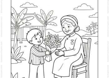 Tranh tô màu mẹ Việt Nam anh hùng