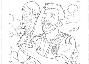 Tranh tô màu Messi cầm cúp