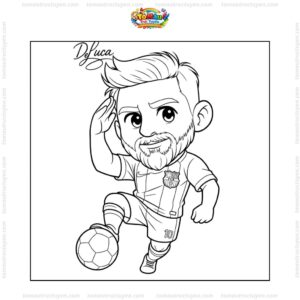 Tranh tô màu Messi đá bóng