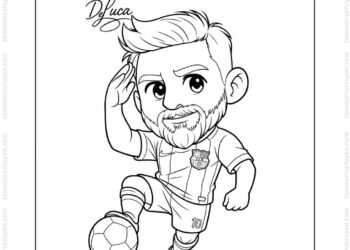 Tranh tô màu Messi đá bóng