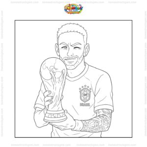 Tranh tô màu Neymar cầm cúp